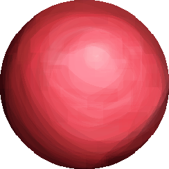 a painterly digital image of a bright red rubber ball